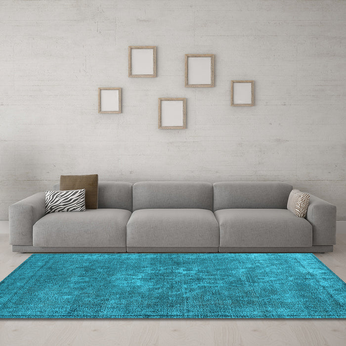 Machine Washable Oriental Light Blue Industrial Rug in a Living Room, wshurb1811lblu
