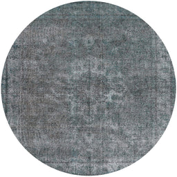 Round Machine Washable Industrial Modern Gray Rug, wshurb1811