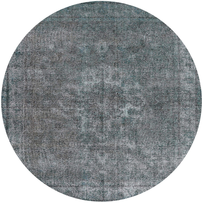 Round Machine Washable Industrial Modern Gray Rug, wshurb1811