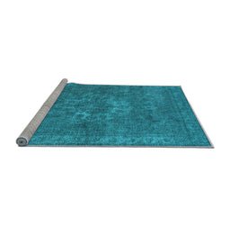 Sideview of Machine Washable Oriental Light Blue Industrial Rug, wshurb1811lblu