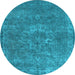 Round Oriental Light Blue Industrial Rug, urb1811lblu