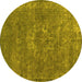 Round Oriental Yellow Industrial Rug, urb1811yw