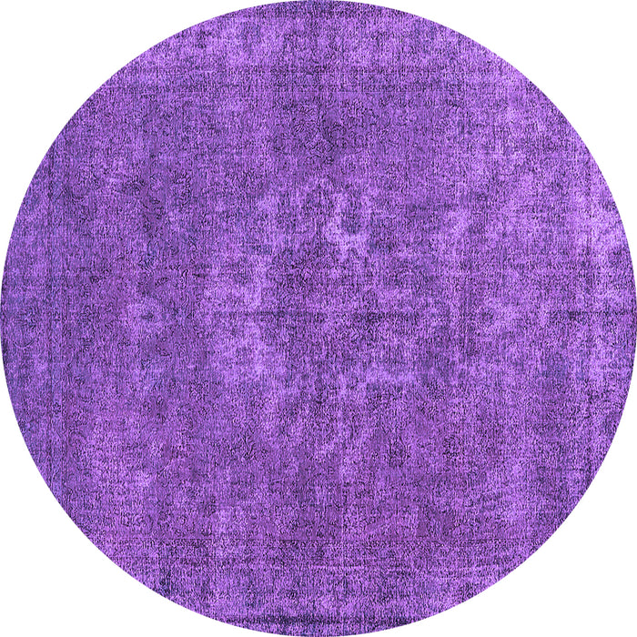 Round Machine Washable Oriental Purple Industrial Area Rugs, wshurb1811pur