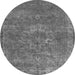 Round Machine Washable Oriental Gray Industrial Rug, wshurb1811gry