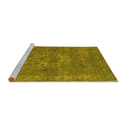 Sideview of Machine Washable Oriental Yellow Industrial Rug, wshurb1811yw