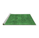 Sideview of Machine Washable Oriental Emerald Green Industrial Area Rugs, wshurb1811emgrn