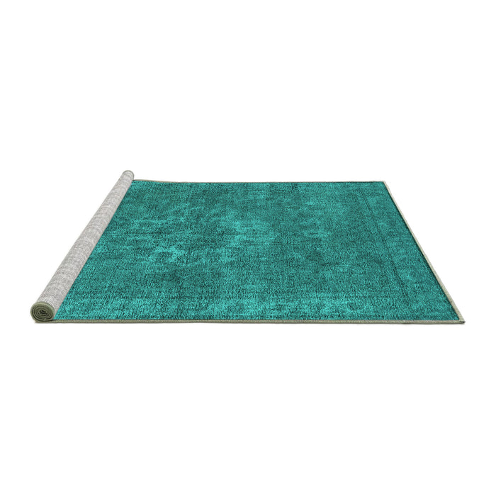 Sideview of Machine Washable Oriental Turquoise Industrial Area Rugs, wshurb1811turq