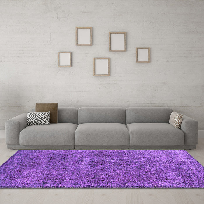 Machine Washable Oriental Purple Industrial Area Rugs in a Living Room, wshurb1811pur