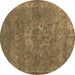 Round Oriental Brown Industrial Rug, urb1811brn