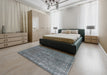 Mid-Century Modern Gray Oriental Rug in a Bedroom, urb1811