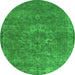 Round Oriental Green Industrial Rug, urb1811grn