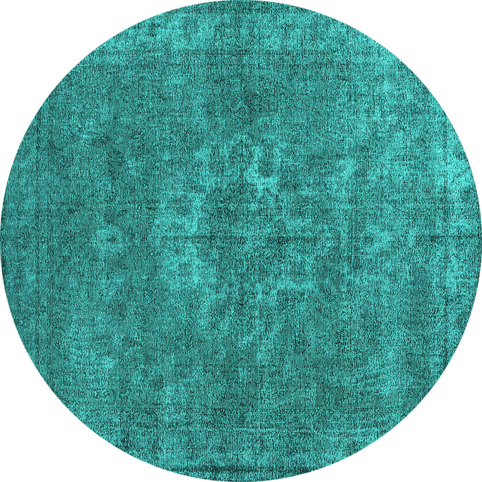 Round Machine Washable Oriental Turquoise Industrial Area Rugs, wshurb1811turq