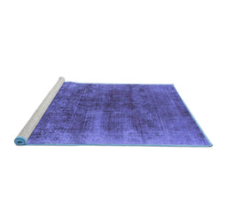 Sideview of Machine Washable Oriental Blue Industrial Rug, wshurb1812blu