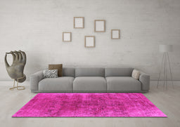 Machine Washable Oriental Pink Industrial Rug in a Living Room, wshurb1812pnk