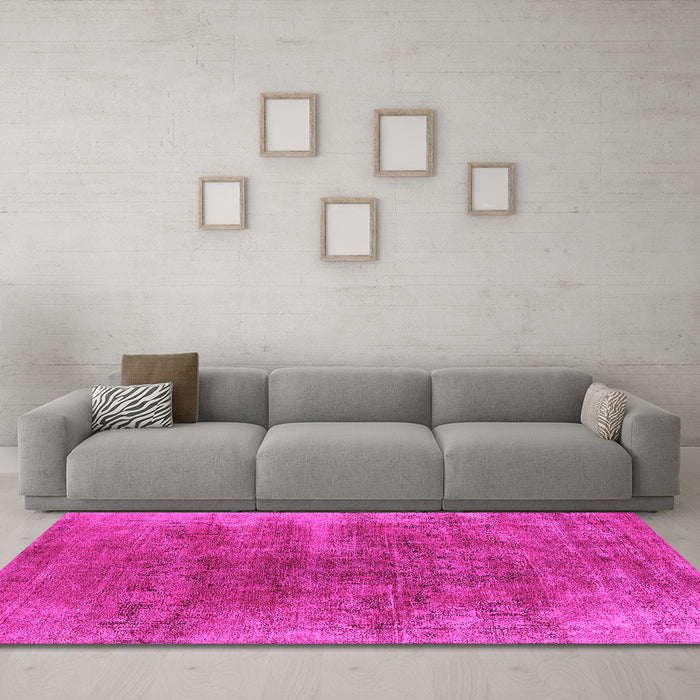 Machine Washable Oriental Pink Industrial Rug in a Living Room, wshurb1812pnk