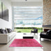 Square Mid-Century Modern Violet Red Pink Oriental Rug in a Living Room, urb1812