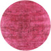 Round Mid-Century Modern Violet Red Pink Oriental Rug, urb1812