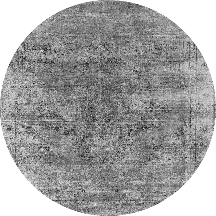 Round Machine Washable Oriental Gray Industrial Rug, wshurb1812gry