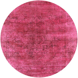 Round Machine Washable Industrial Modern Violet Red Pink Rug, wshurb1812