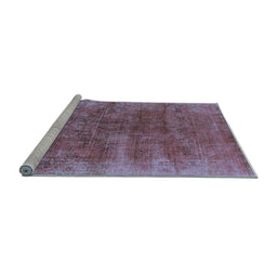 Sideview of Machine Washable Oriental Light Blue Industrial Rug, wshurb1812lblu
