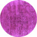 Round Machine Washable Oriental Purple Industrial Area Rugs, wshurb1812pur