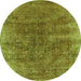 Round Oriental Green Industrial Rug, urb1812grn