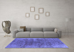 Machine Washable Oriental Blue Industrial Rug in a Living Room, wshurb1812blu