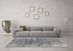 Machine Washable Oriental Gray Industrial Rug in a Living Room,, wshurb1812gry