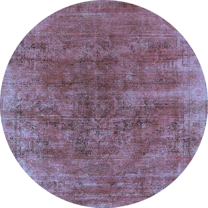 Round Machine Washable Oriental Light Blue Industrial Rug, wshurb1812lblu