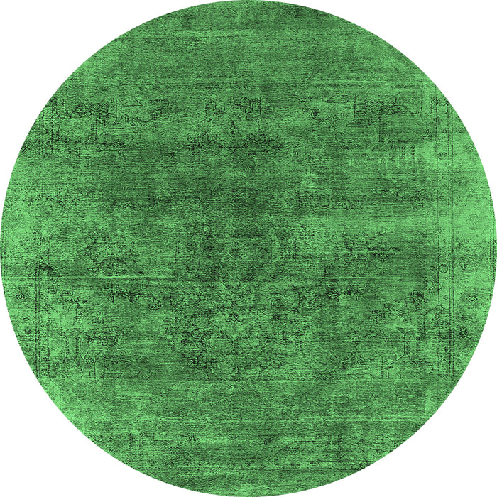 Round Oriental Emerald Green Industrial Rug, urb1812emgrn