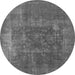 Round Machine Washable Oriental Gray Industrial Rug, wshurb1813gry