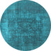 Round Oriental Light Blue Industrial Rug, urb1813lblu