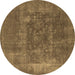 Round Oriental Brown Industrial Rug, urb1813brn