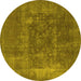 Round Oriental Yellow Industrial Rug, urb1813yw