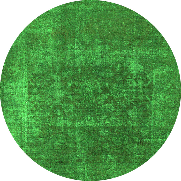 Round Oriental Green Industrial Rug, urb1813grn