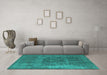 Machine Washable Oriental Turquoise Industrial Area Rugs in a Living Room,, wshurb1813turq