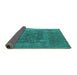 Sideview of Oriental Turquoise Industrial Rug, urb1813turq