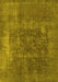 Machine Washable Oriental Yellow Industrial Rug, wshurb1813yw