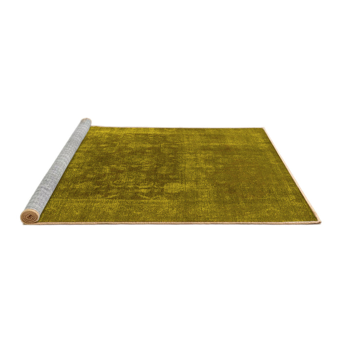 Sideview of Machine Washable Oriental Yellow Industrial Rug, wshurb1813yw
