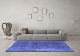 Machine Washable Oriental Blue Industrial Rug in a Living Room, wshurb1813blu