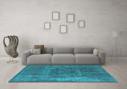 Machine Washable Oriental Light Blue Industrial Rug in a Living Room, wshurb1813lblu