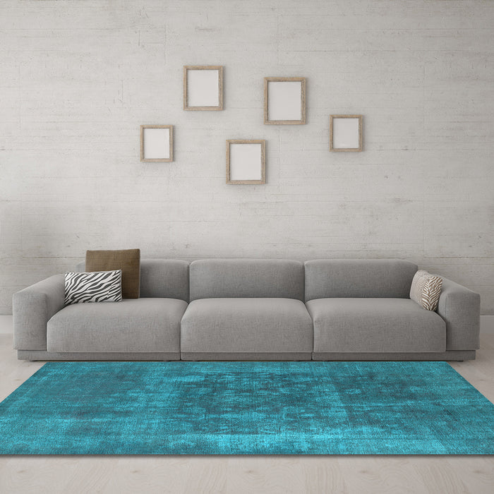 Machine Washable Oriental Light Blue Industrial Rug in a Living Room, wshurb1813lblu