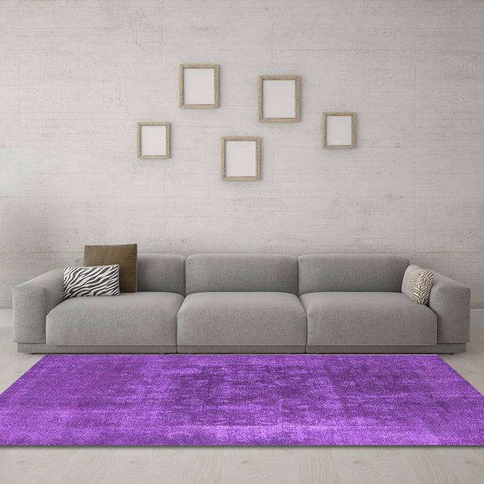 Machine Washable Oriental Purple Industrial Area Rugs in a Living Room, wshurb1813pur