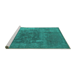 Sideview of Machine Washable Oriental Turquoise Industrial Area Rugs, wshurb1813turq