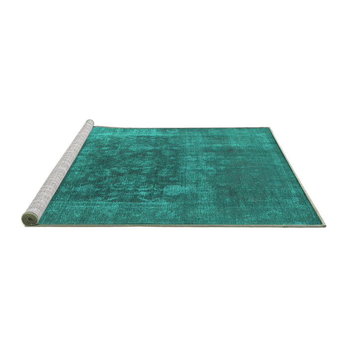 Sideview of Machine Washable Oriental Turquoise Industrial Area Rugs, wshurb1813turq