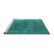 Sideview of Machine Washable Oriental Turquoise Industrial Area Rugs, wshurb1813turq