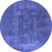 Round Oriental Blue Industrial Rug, urb1813blu