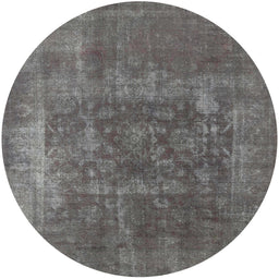 Round Machine Washable Industrial Modern Gray Rug, wshurb1813