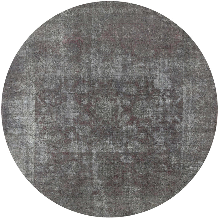 Round Machine Washable Industrial Modern Gray Rug, wshurb1813