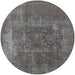 Round Machine Washable Industrial Modern Gray Rug, wshurb1813